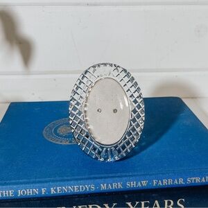 Vintage Lead Crystal Mini Oval Picture Frame | Burnes | 4.25” x 3”
